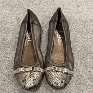 AGL Metallic Silver and Brown Flats